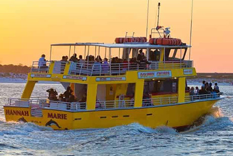 Dolphin Tour Boat at Sunset